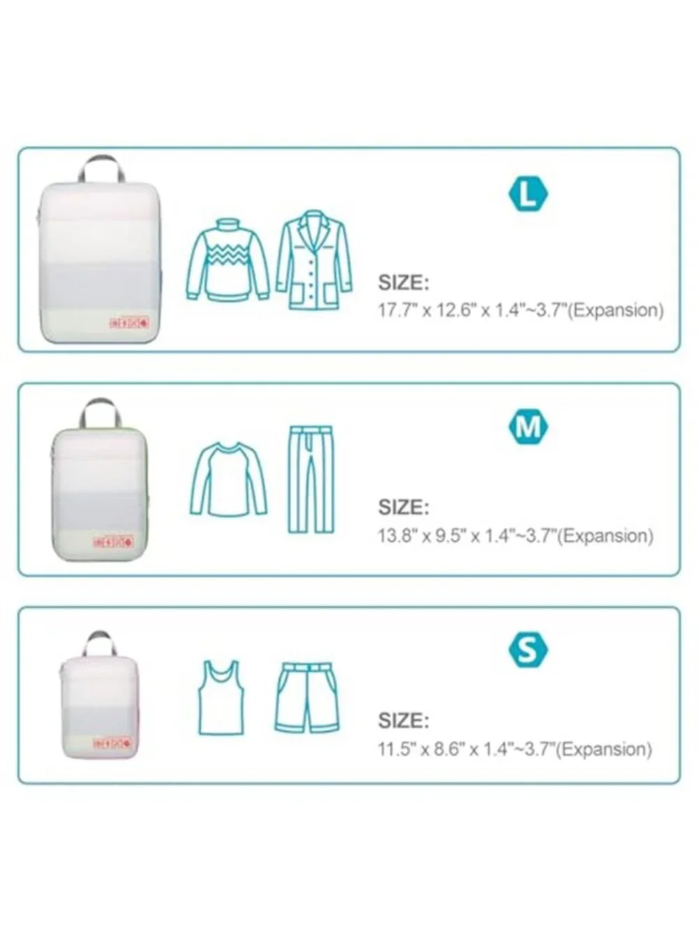 Compression Packing Cubes Travel Organizer Luggage Storage Set Space Saving